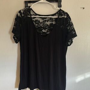 Torrid Black Lace Short Sleeve Blouse